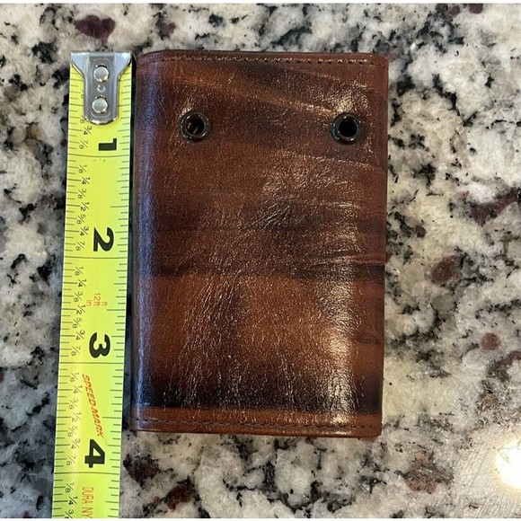 Vintage leather cowhide key wallet Botany 500 Holds 6 Keys Brown Excellent - Picture 8 of 9